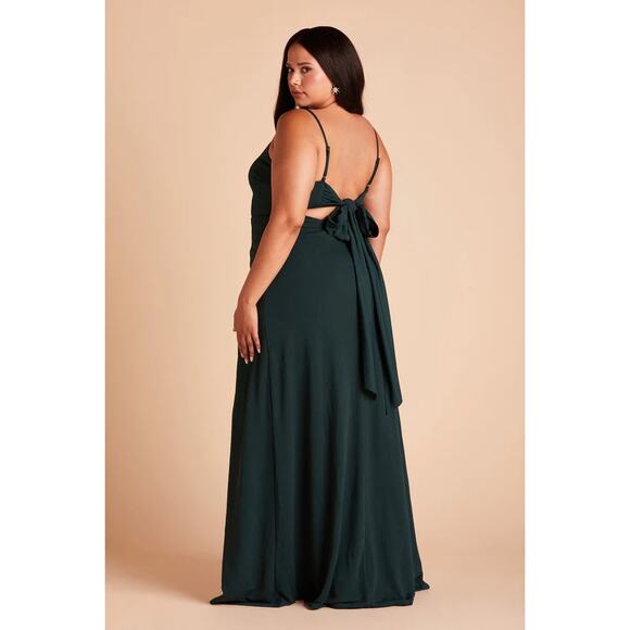 NWT Birdy Grey Benny Tie Back Bridesmaid Dress Tank Neck Crepe Emerald Medium - Picture 10 of 13